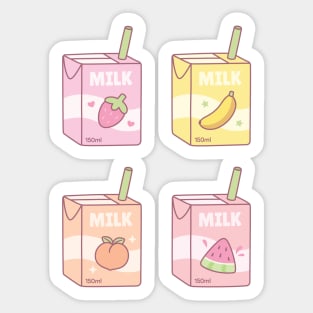 Assorted Fruits Flavored Milk Boxes Doodle Sticker